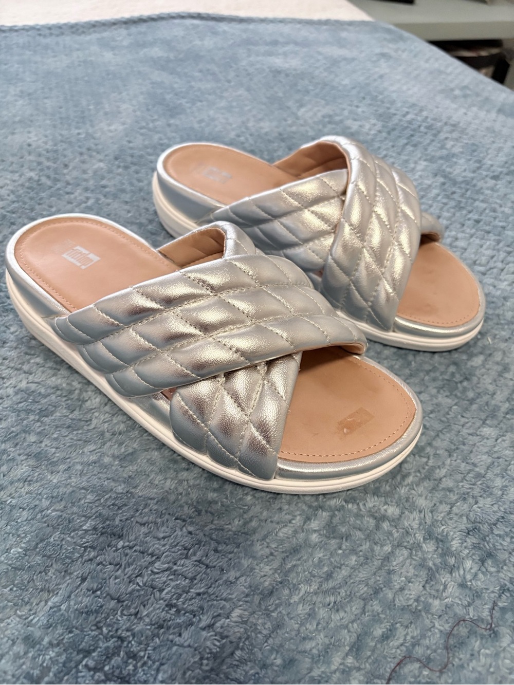 FitFlops Loosh Lux Limted Edition Slide Sandals- Silver